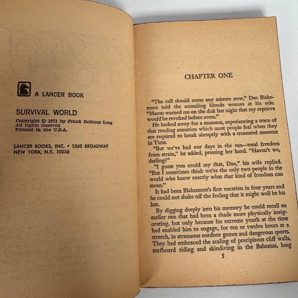 Survival World Frank Belknap Long 1971 First Edition Sci-Fi Lancer Books